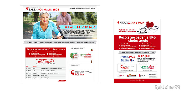 Zadbaj o swoje serce - Telemedycyna Polska S.A. - projekt strony internetowej Zadbaj o swoje serce, ulotki