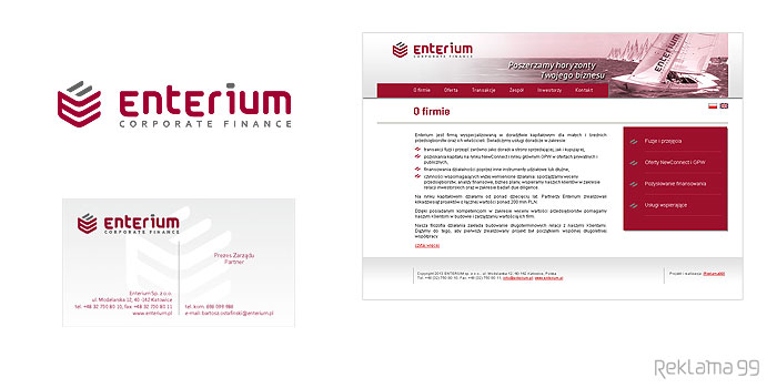 Enterium - projekt logo, wizytówki, strony internetowej