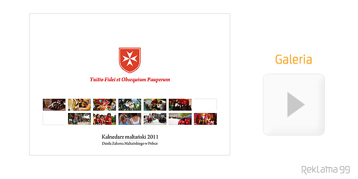 Zakon Maltański - projekt graficzny kalendarza, warsztaty komputerowe dla osób niepełnosprawnych, kubek